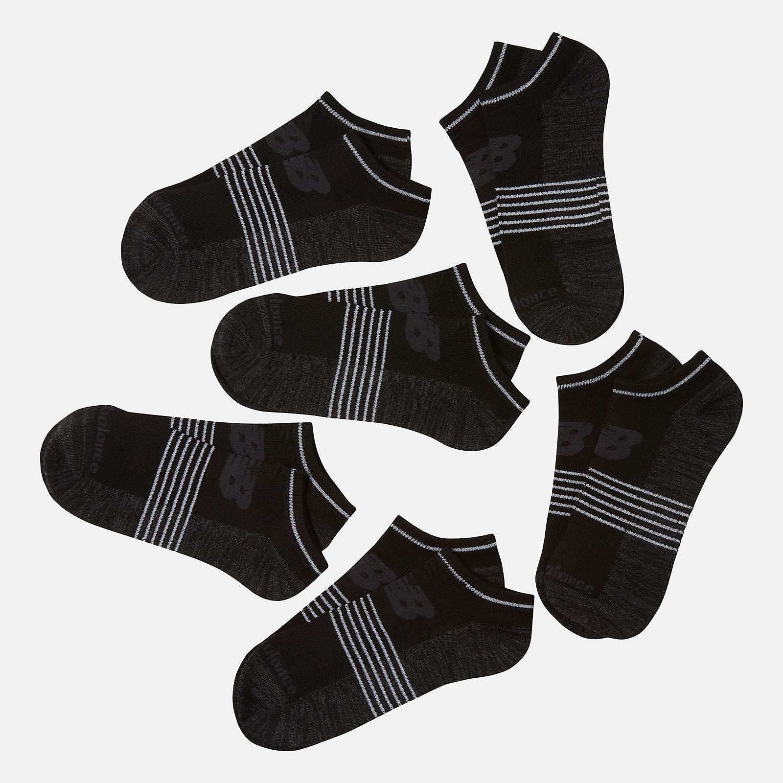 Black 6 PK No Show Flatknit | New Balance Accessories