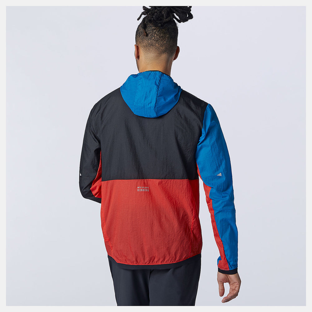 Black/Wave Blue Printed Impact Run Light Pack Jacket | New Balance Clothing