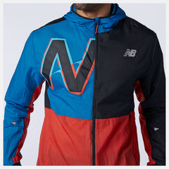 Black/Wave Blue Printed Impact Run Light Pack Jacket | New Balance Clothing