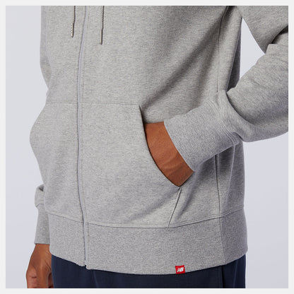 Athletic Grey NB Essentials Stacked Full Zip Hoodie | New Balance Clothing