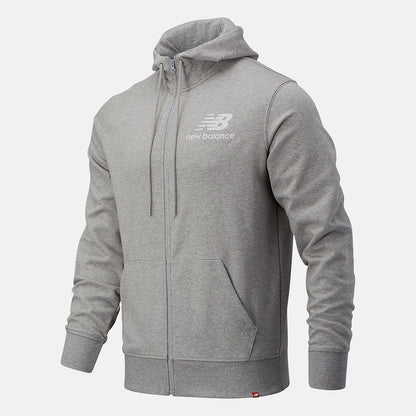 Athletic Grey NB Essentials Stacked Full Zip Hoodie | New Balance Clothing