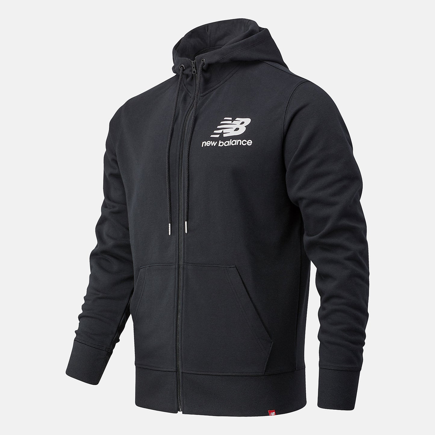 Black NB Essentials Stacked Full Zip Hoodie | New Balance Clothing