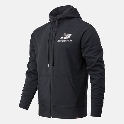 Black NB Essentials Stacked Full Zip Hoodie | New Balance Clothing