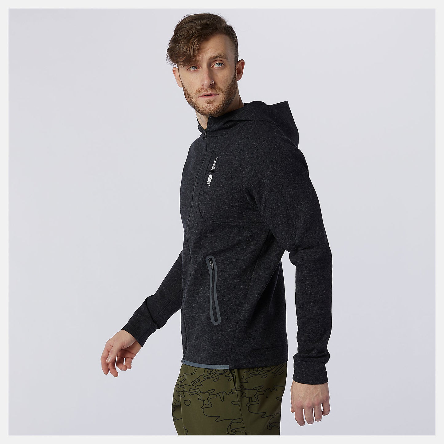 Black Heather Fortitech Fleece Full Zip | New Balance Clothing