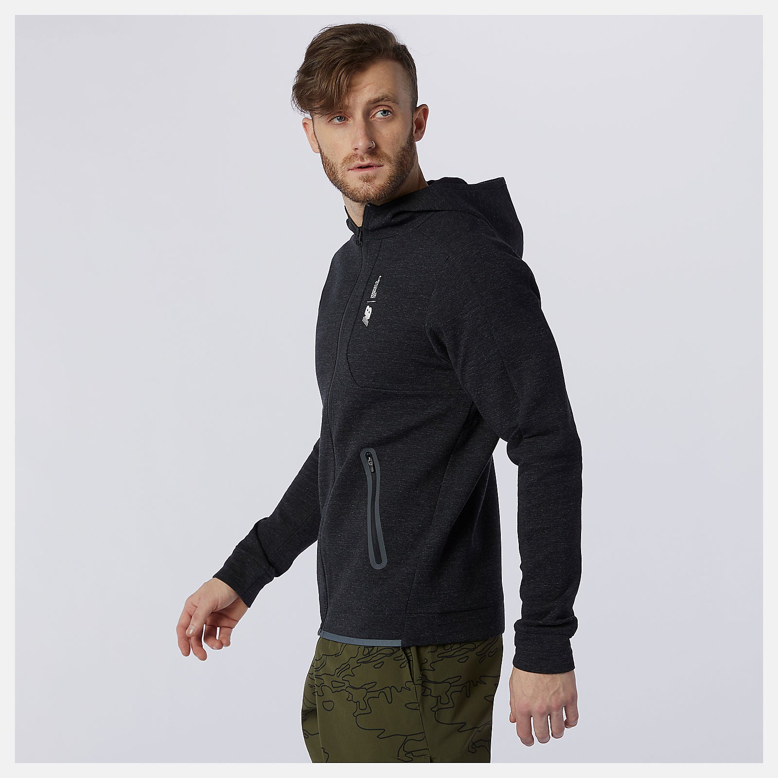 Black Heather Fortitech Fleece Full Zip | New Balance Clothing
