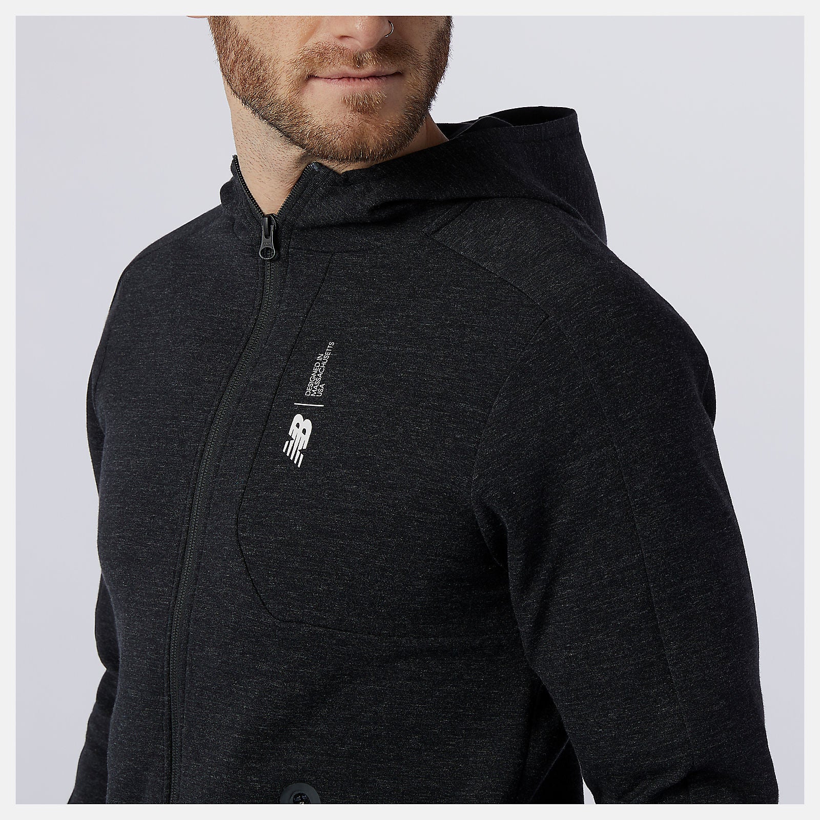 Black Heather Fortitech Fleece Full Zip | New Balance Clothing