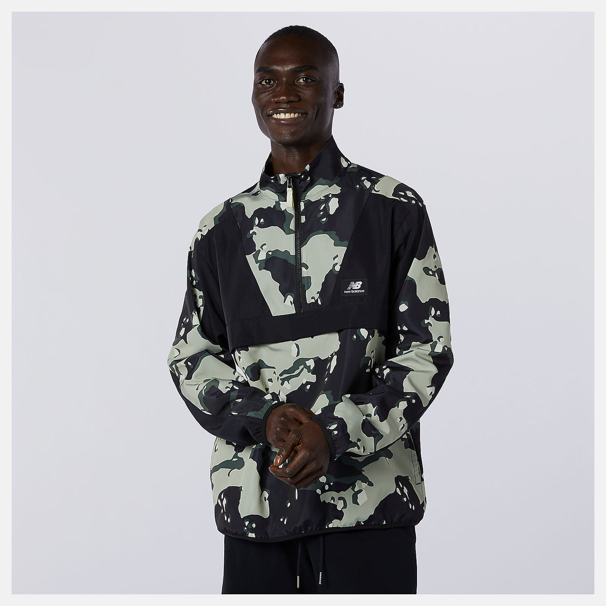 Black/Magnet NB Essentials Camo Anorak | New Balance Clothing