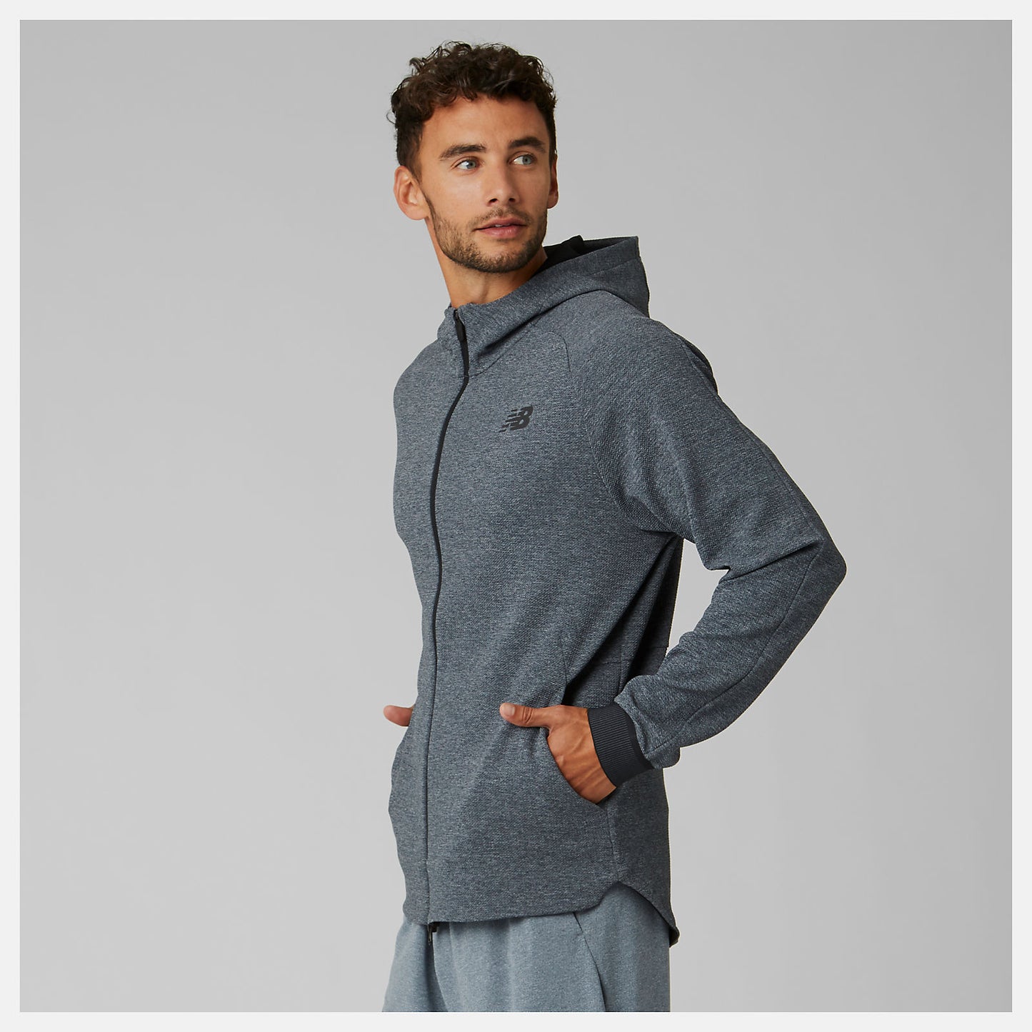 Athletic Grey/Black and White NB Basketball Finisher Full Zip | New Balance Clothing