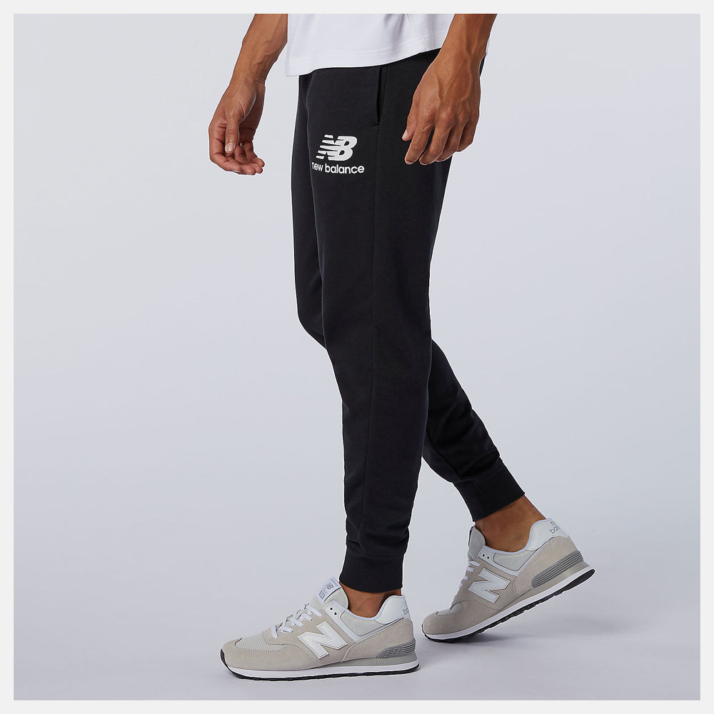Black Essentials Stacked Logo Sweatpant | New Balance Clothing