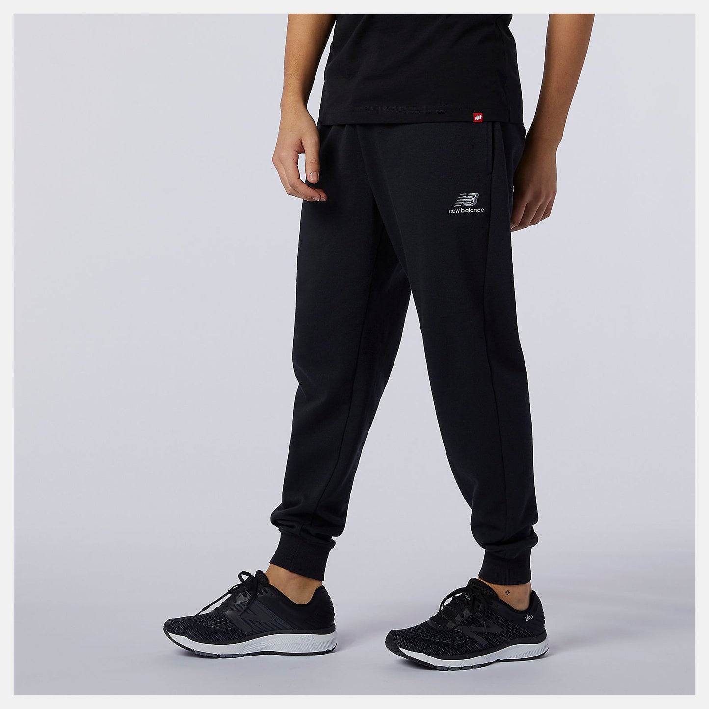 Black NB Essentials Embroidered Pant | New Balance Clothing