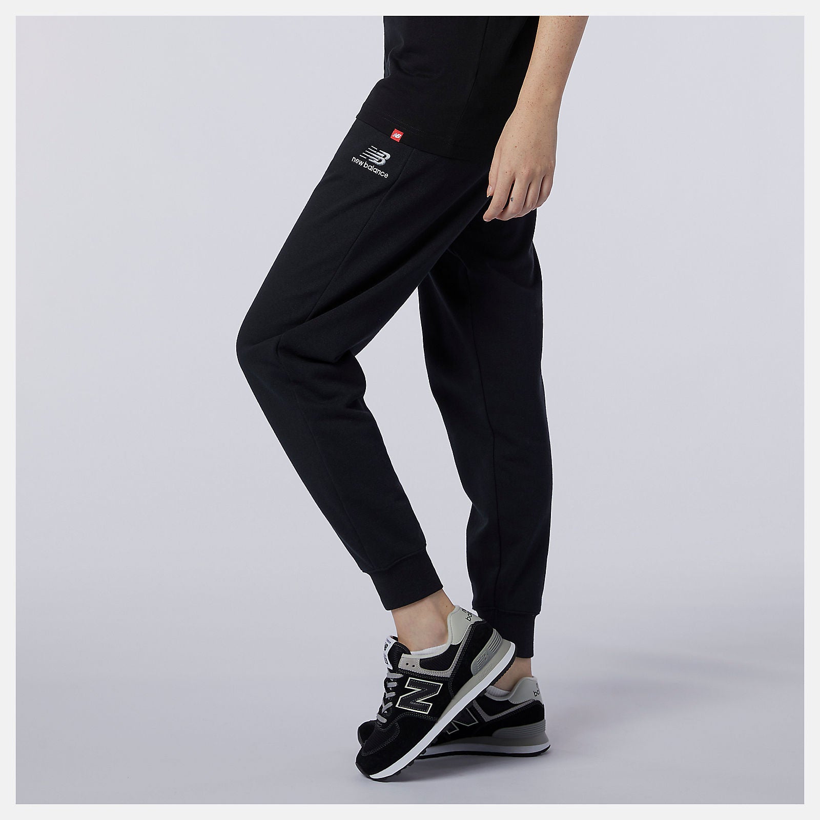 Black NB Essentials Embroidered Pant | New Balance Clothing