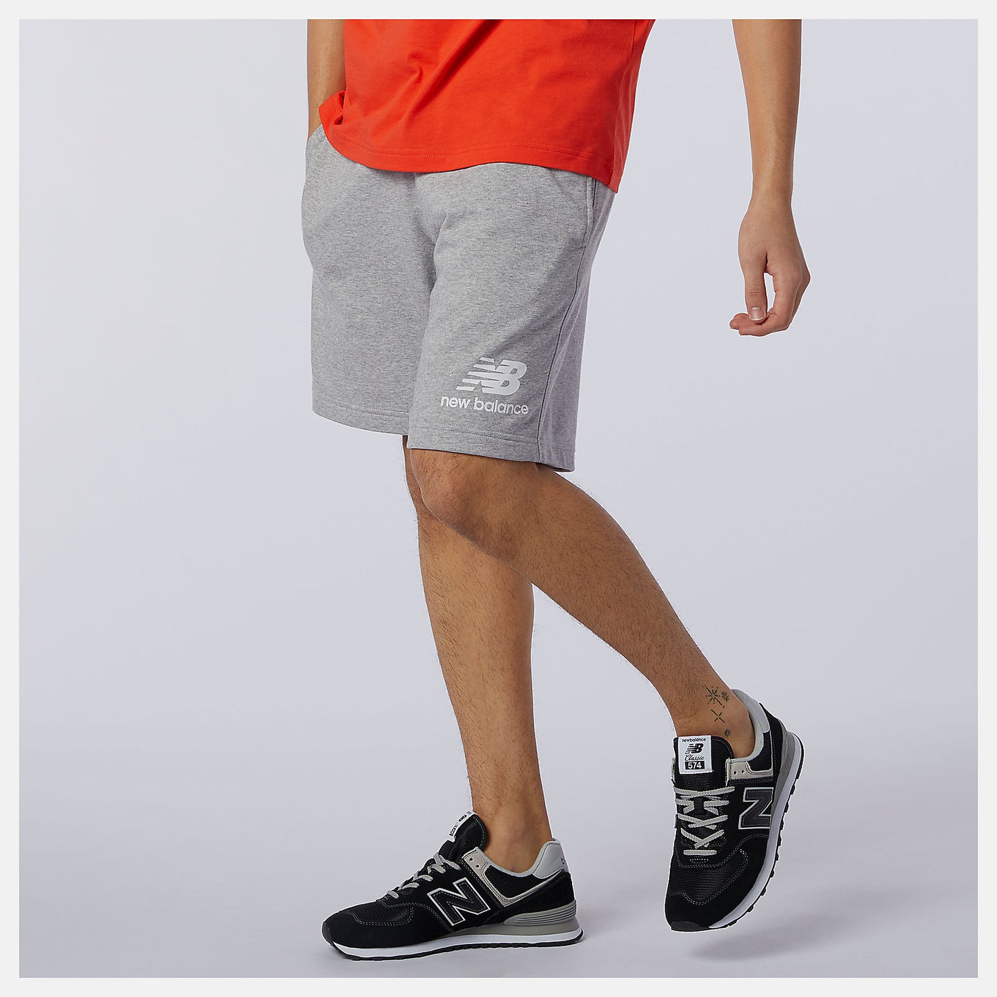 Athletic Grey NB Essentials Stacked Logo Short | New Balance Clothing