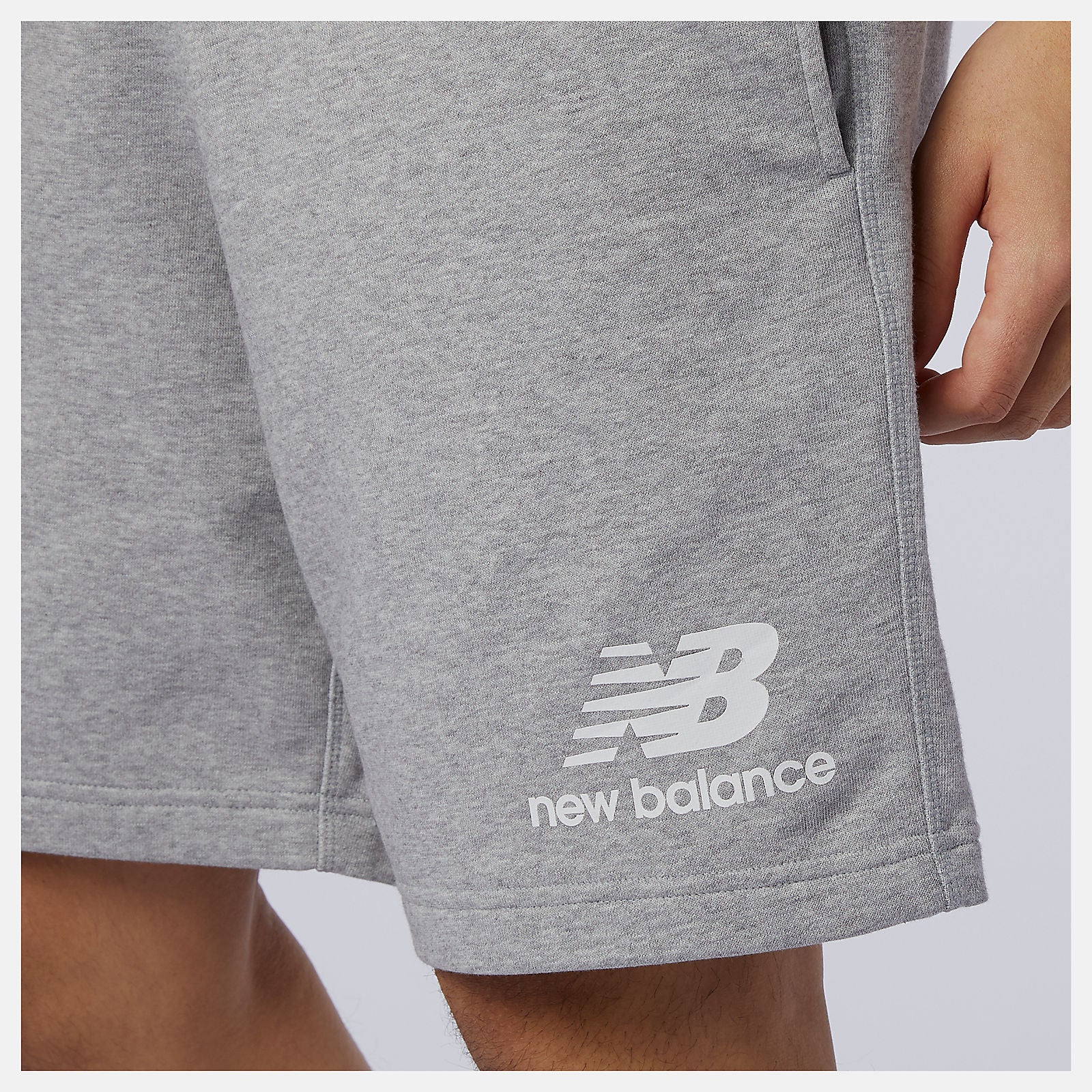 Athletic Grey NB Essentials Stacked Logo Short | New Balance Clothing