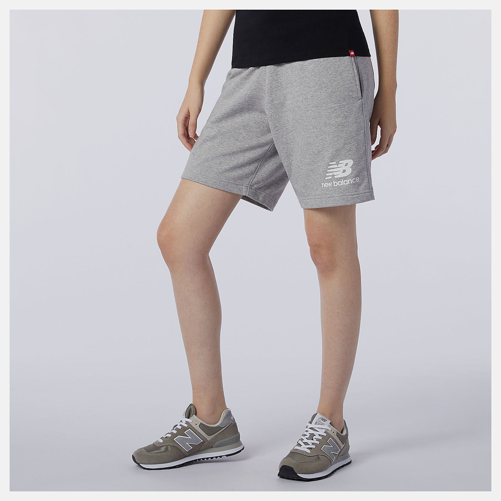 Athletic Grey NB Essentials Stacked Logo Short | New Balance Clothing