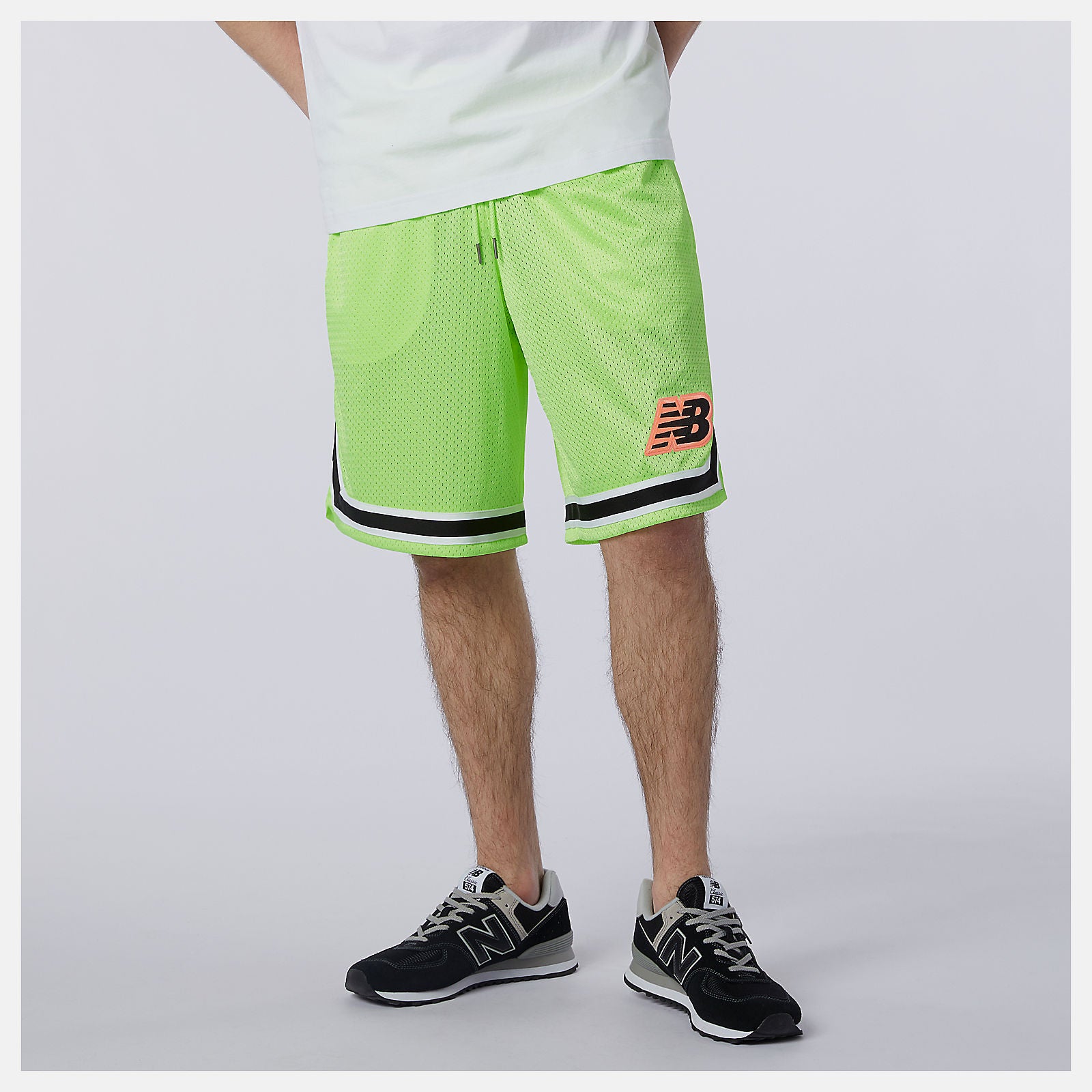 Bleached Lime Glo NB Athletics Psy Varsity Mesh Short | New Balance Clothing