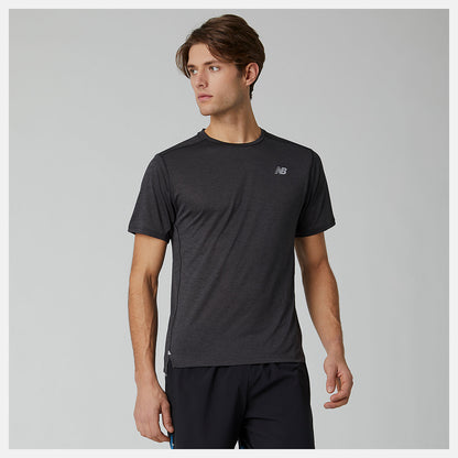 Black Heather Impact Run Short Sleeve | New Balance Clothing