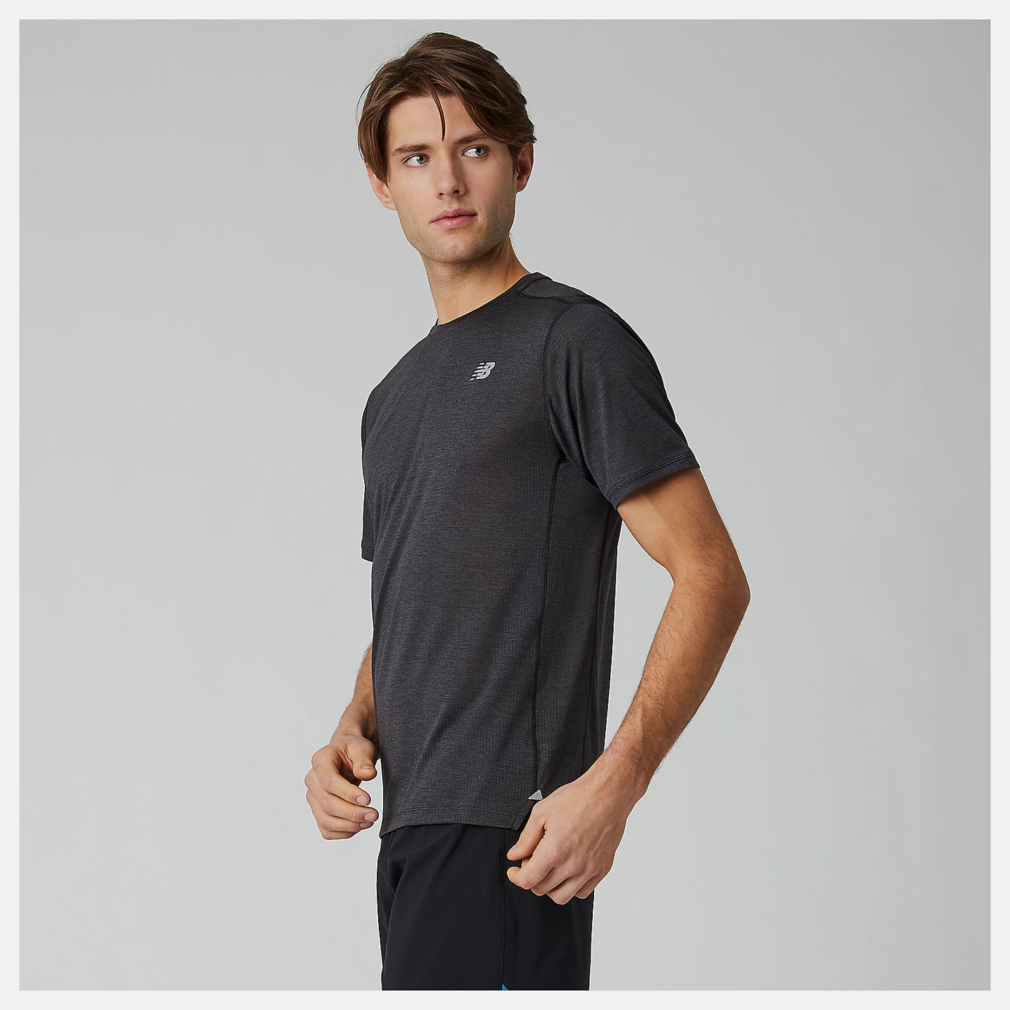 Black Heather Impact Run Short Sleeve | New Balance Clothing