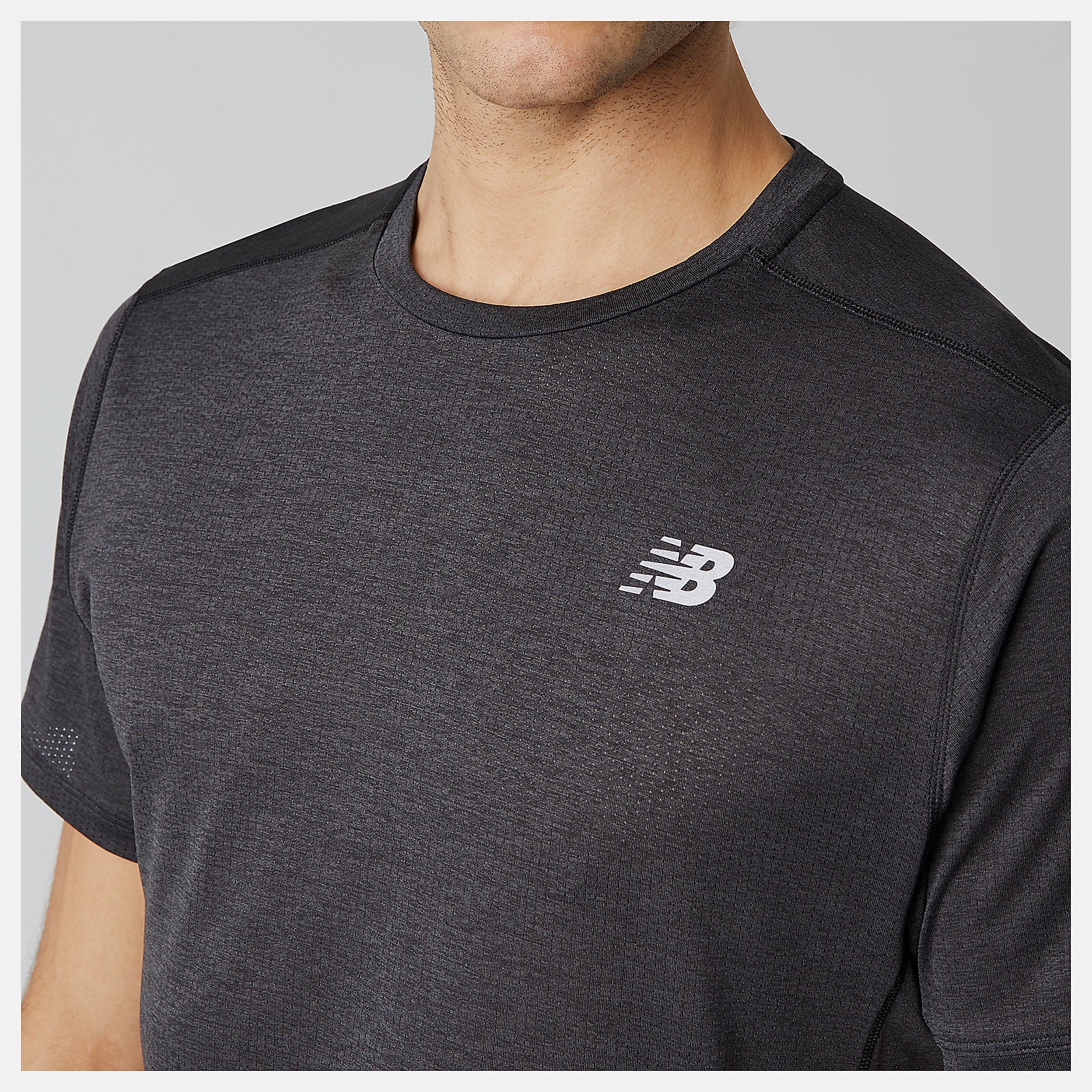 Black Heather Impact Run Short Sleeve | New Balance Clothing
