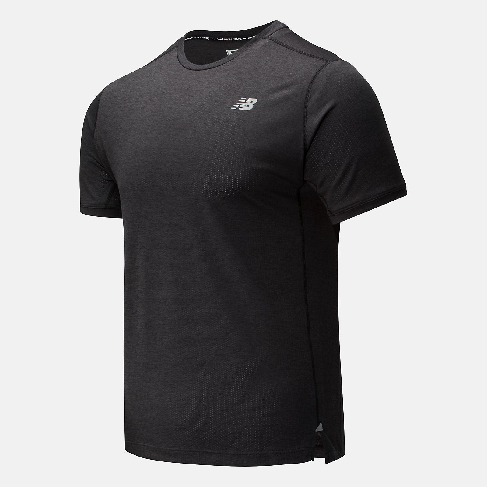 Black Heather Impact Run Short Sleeve | New Balance Clothing