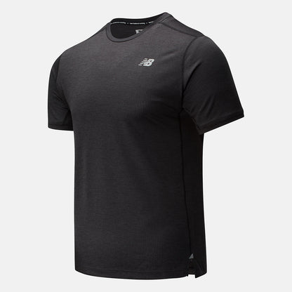 Black Heather Impact Run Short Sleeve | New Balance Clothing
