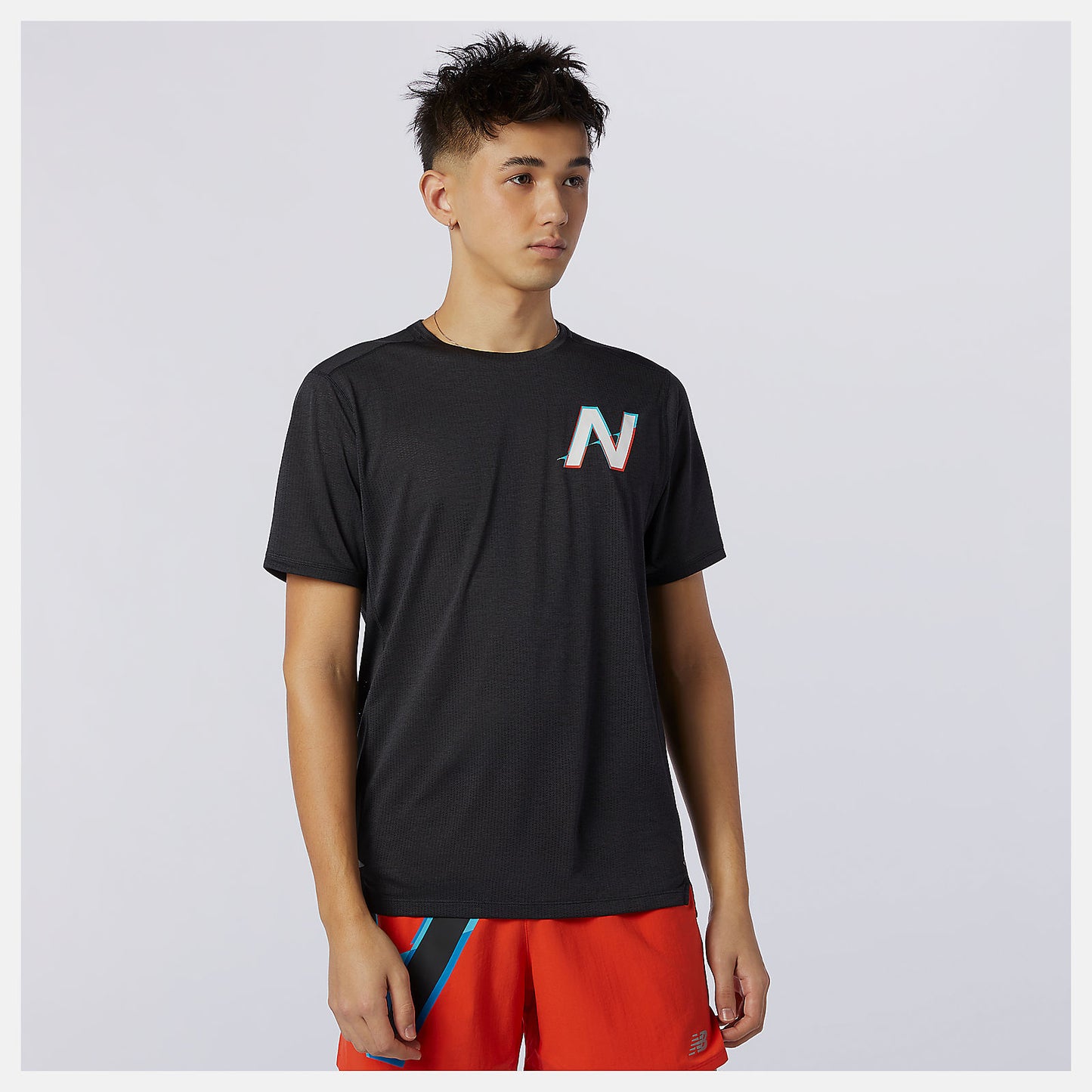 Wave Blue Printed Impact Run Short Sleeve | New Balance Clothing