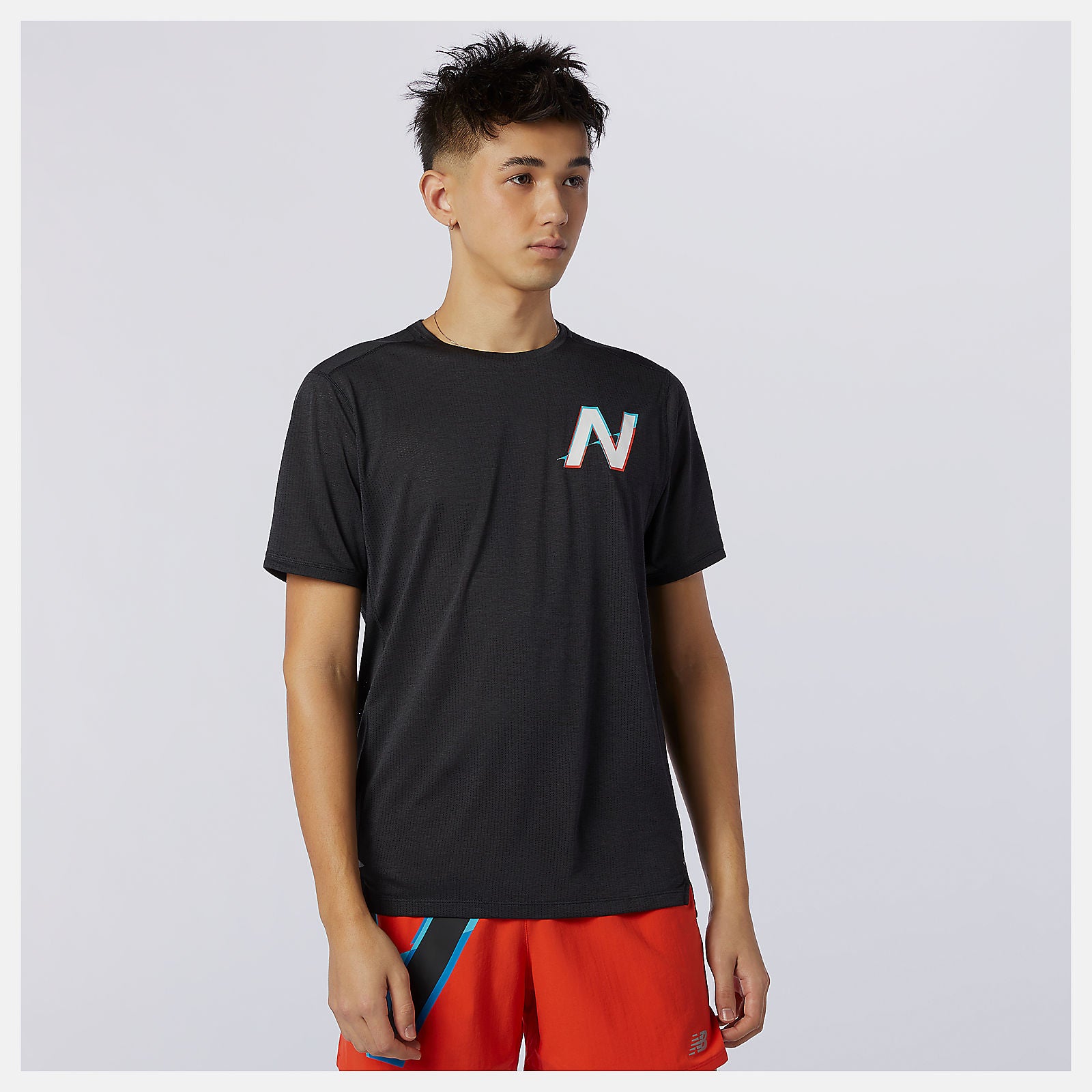 Wave Blue Printed Impact Run Short Sleeve | New Balance Clothing