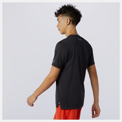 Wave Blue Printed Impact Run Short Sleeve | New Balance Clothing