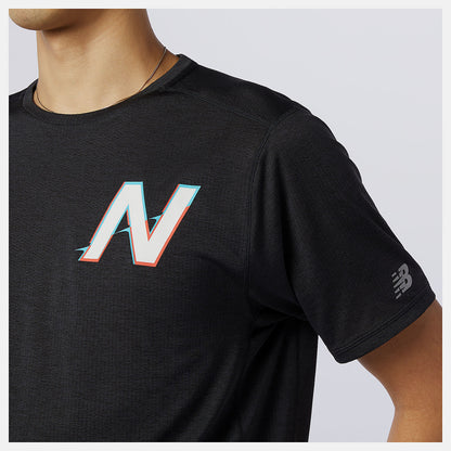 Wave Blue Printed Impact Run Short Sleeve | New Balance Clothing