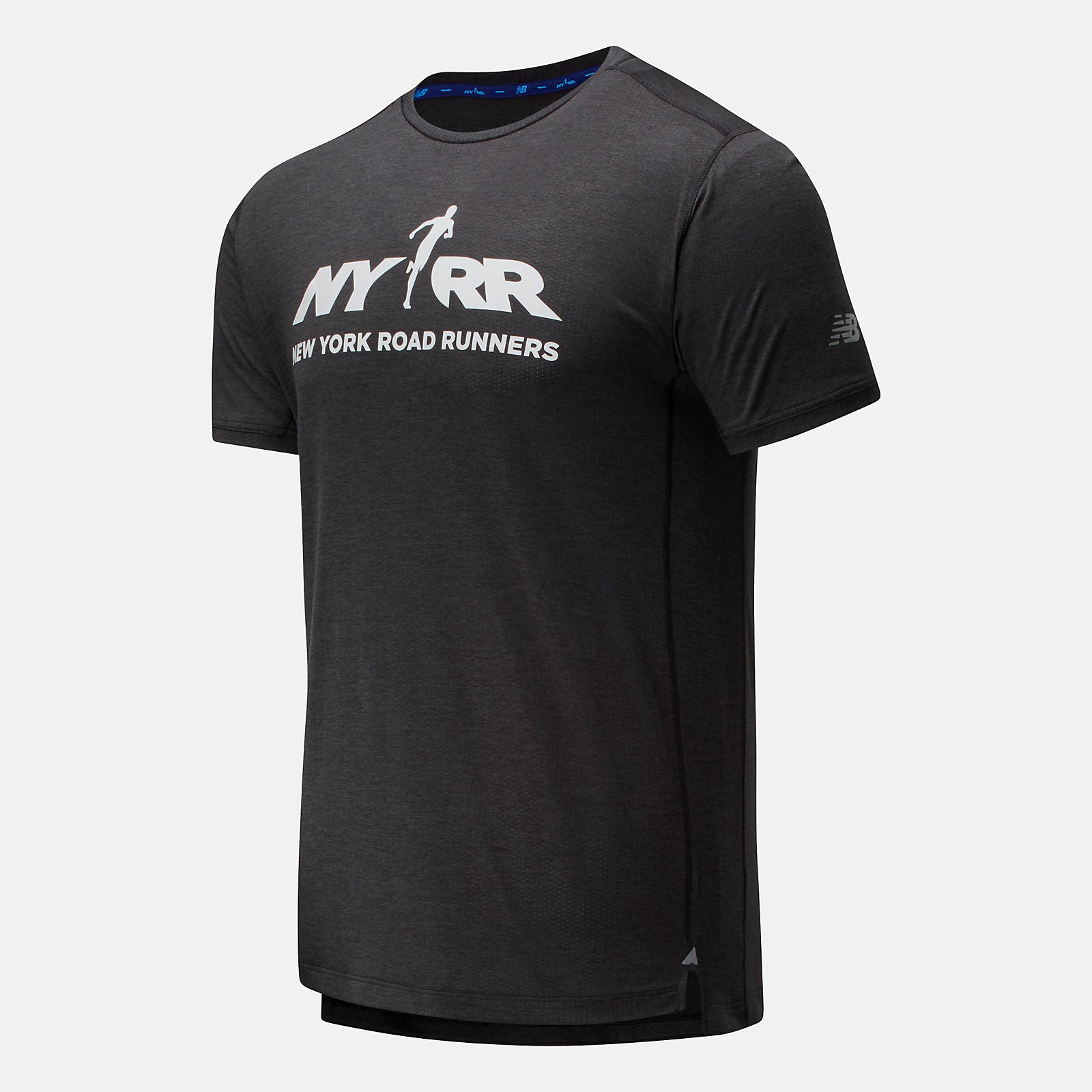 Black Heather RFL Printed Impact Run Short Sleeve | New Balance Clothing