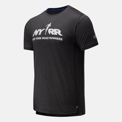Black Heather RFL Printed Impact Run Short Sleeve | New Balance Clothing
