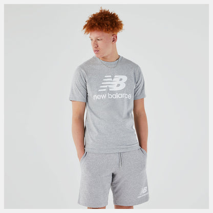 Athletic Grey Essentials Stacked Logo Tee | New Balance Clothing