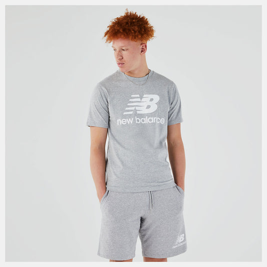 Athletic Grey Essentials Stacked Logo Tee | New Balance Clothing