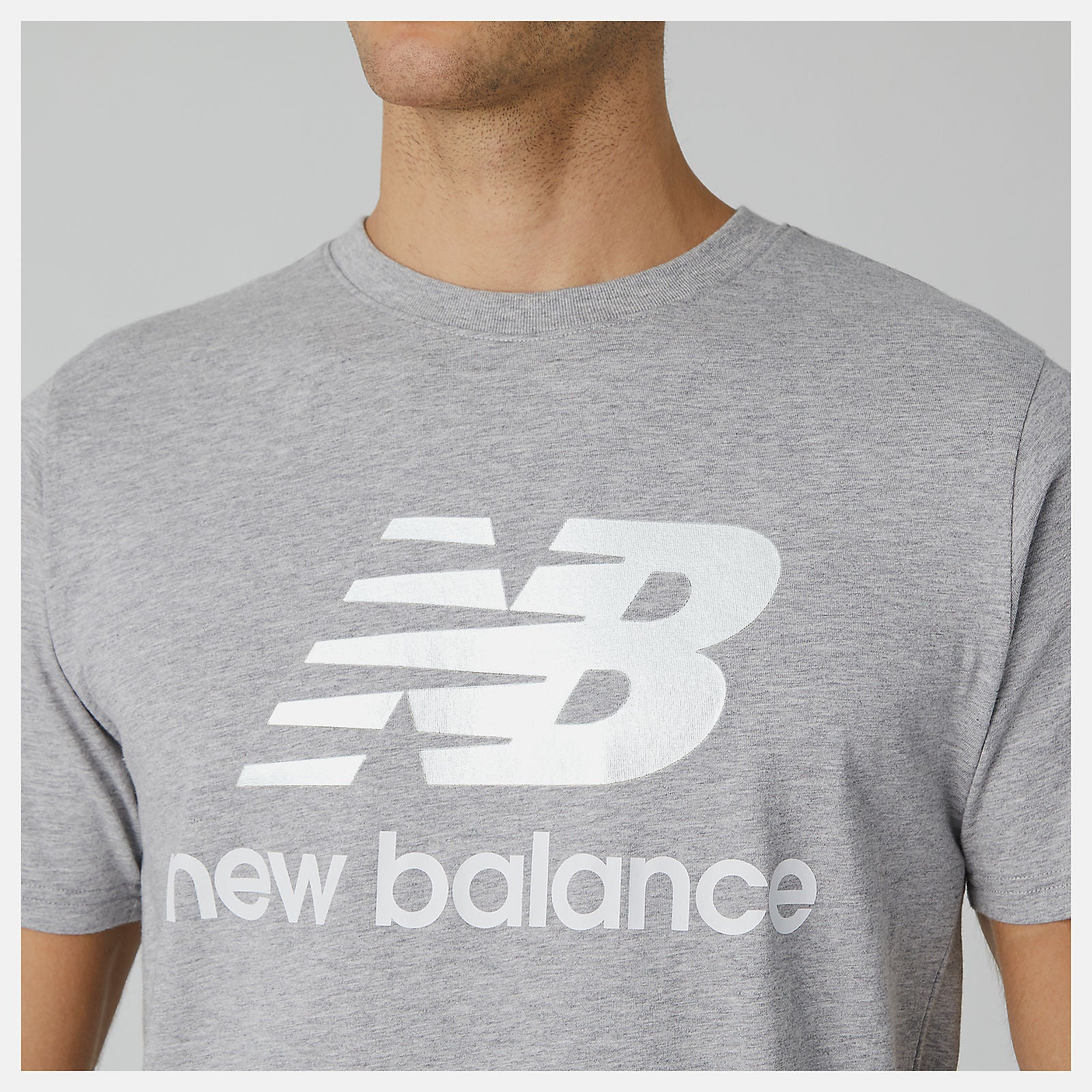 Athletic Grey Essentials Stacked Logo Tee | New Balance Clothing