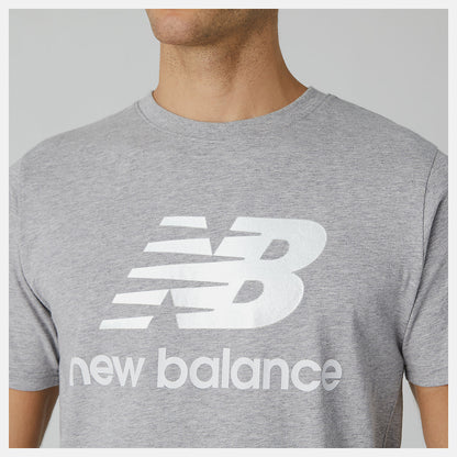 Athletic Grey Essentials Stacked Logo Tee | New Balance Clothing