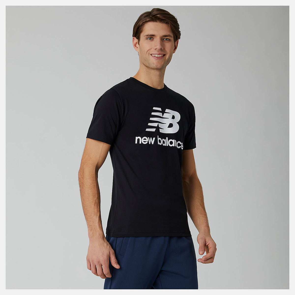 Black Essentials Stacked Logo Tee | New Balance Clothing