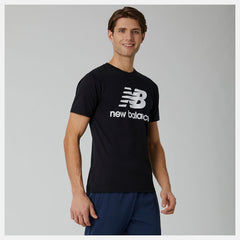 Black Essentials Stacked Logo Tee | New Balance Clothing