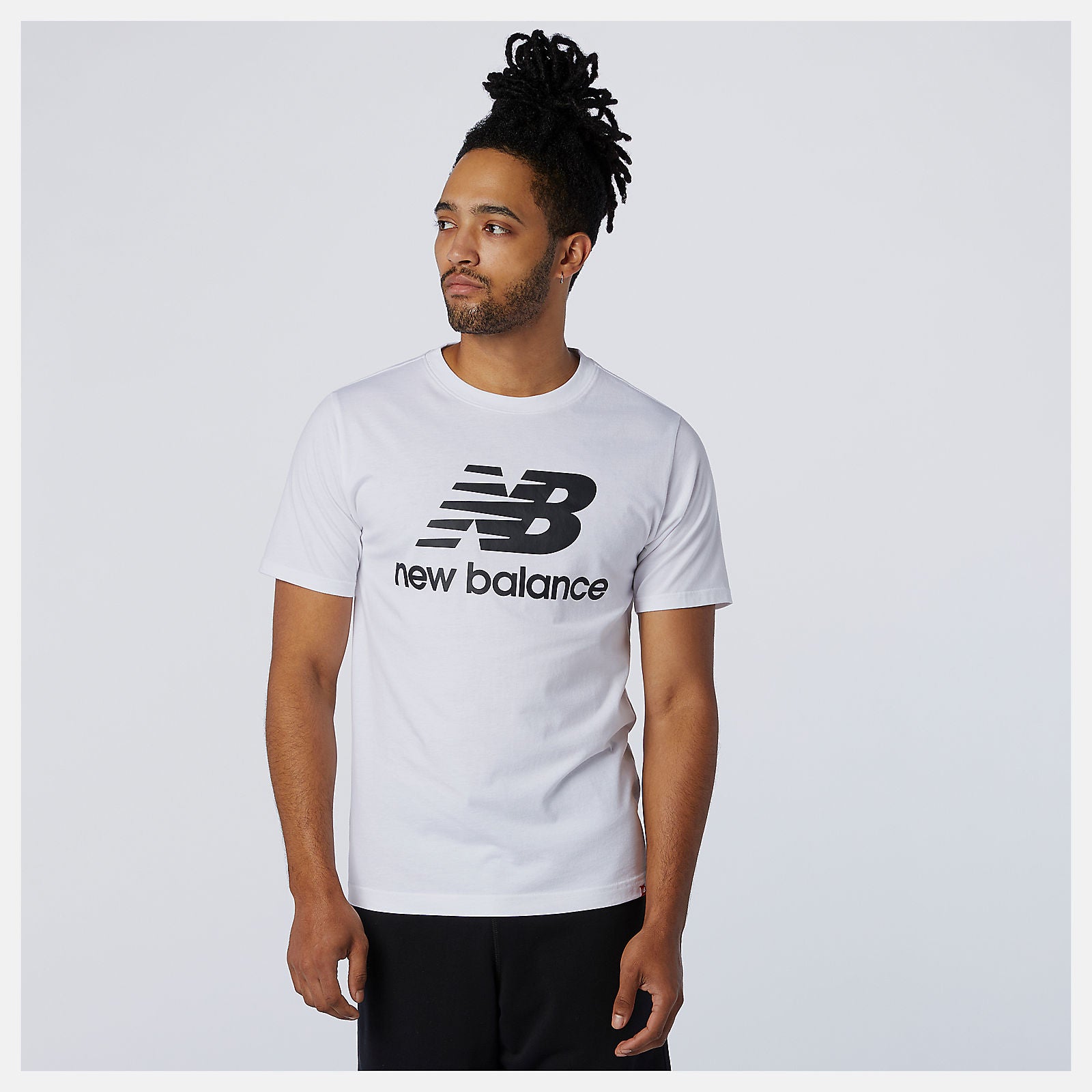 White Essentials Stacked Logo Tee | New Balance Clothing