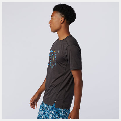 Black Heather NYC Marathon Impact Run Short Sleeve | New Balance Clothing