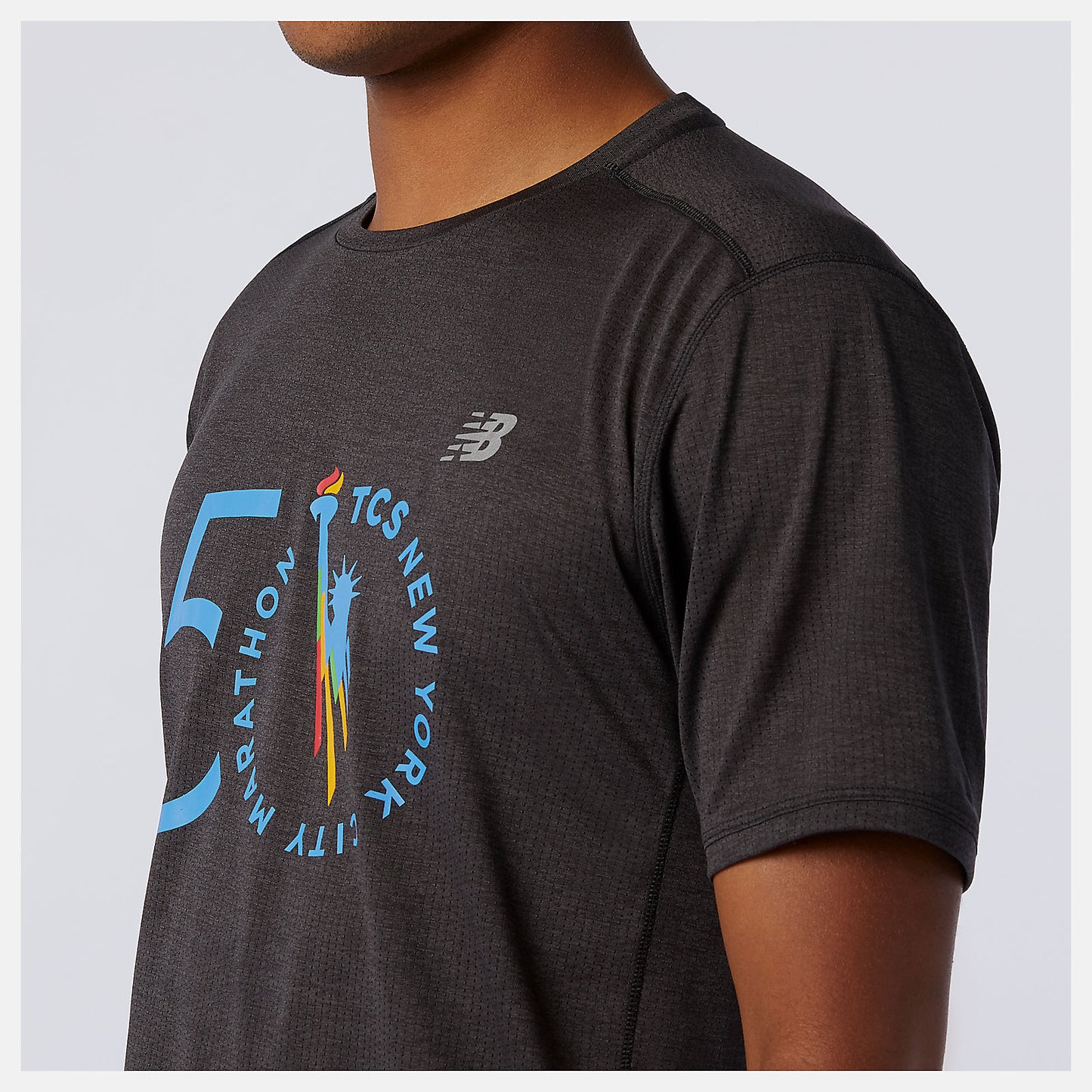 Black Heather NYC Marathon Impact Run Short Sleeve | New Balance Clothing