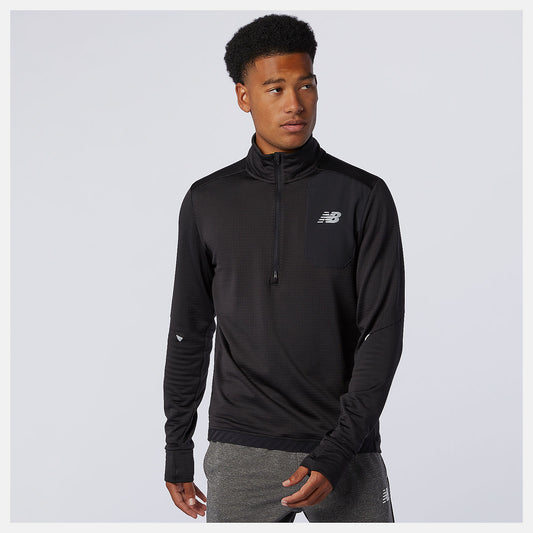 Black NB Heat Grid Half Zip | New Balance Clothing