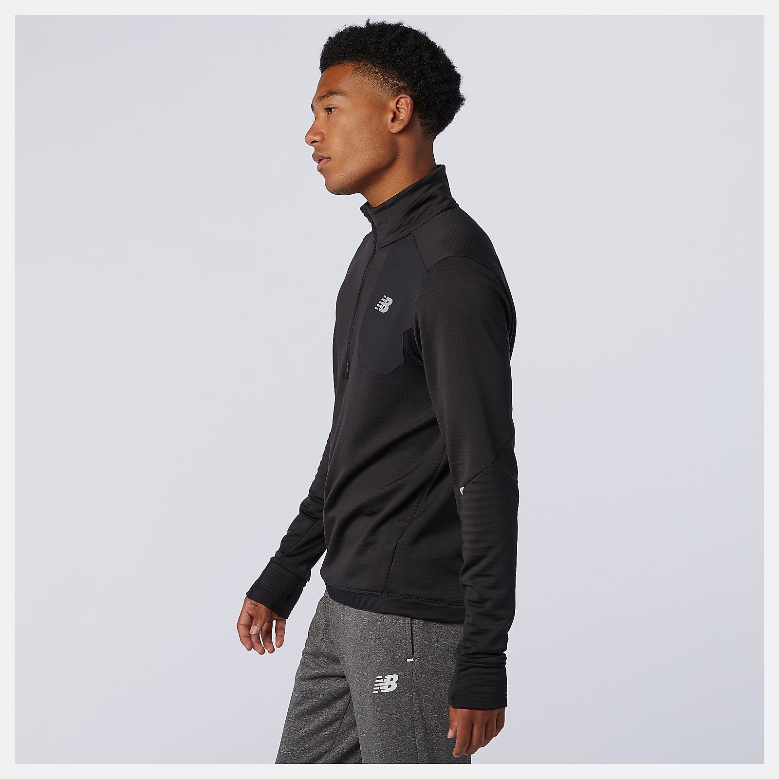 Black NB Heat Grid Half Zip | New Balance Clothing