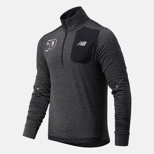Heather Charcoal NYC Marathon Impact Run Grid Back Half Zip | New Balance Clothing
