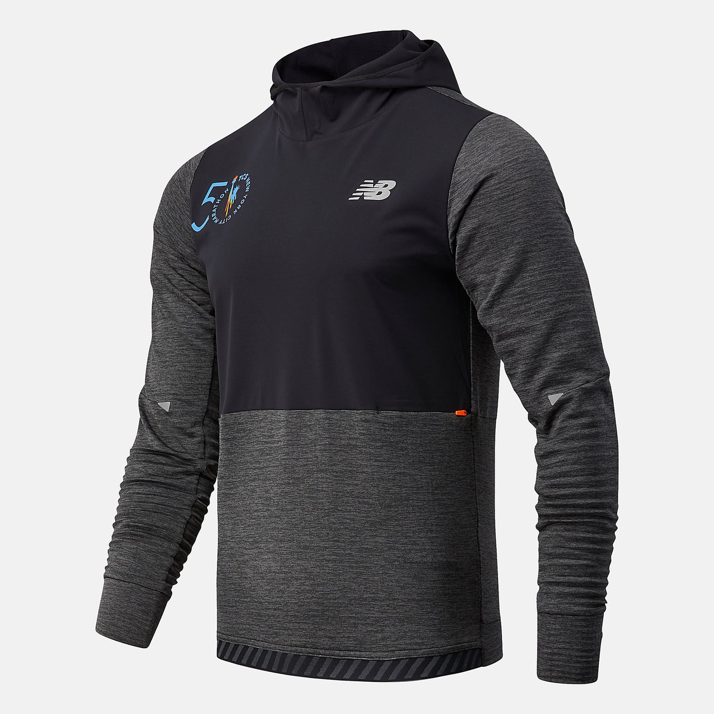 Heather Charcoal NYC Marathon Impact Run Grid Back Hoodie | New Balance Clothing