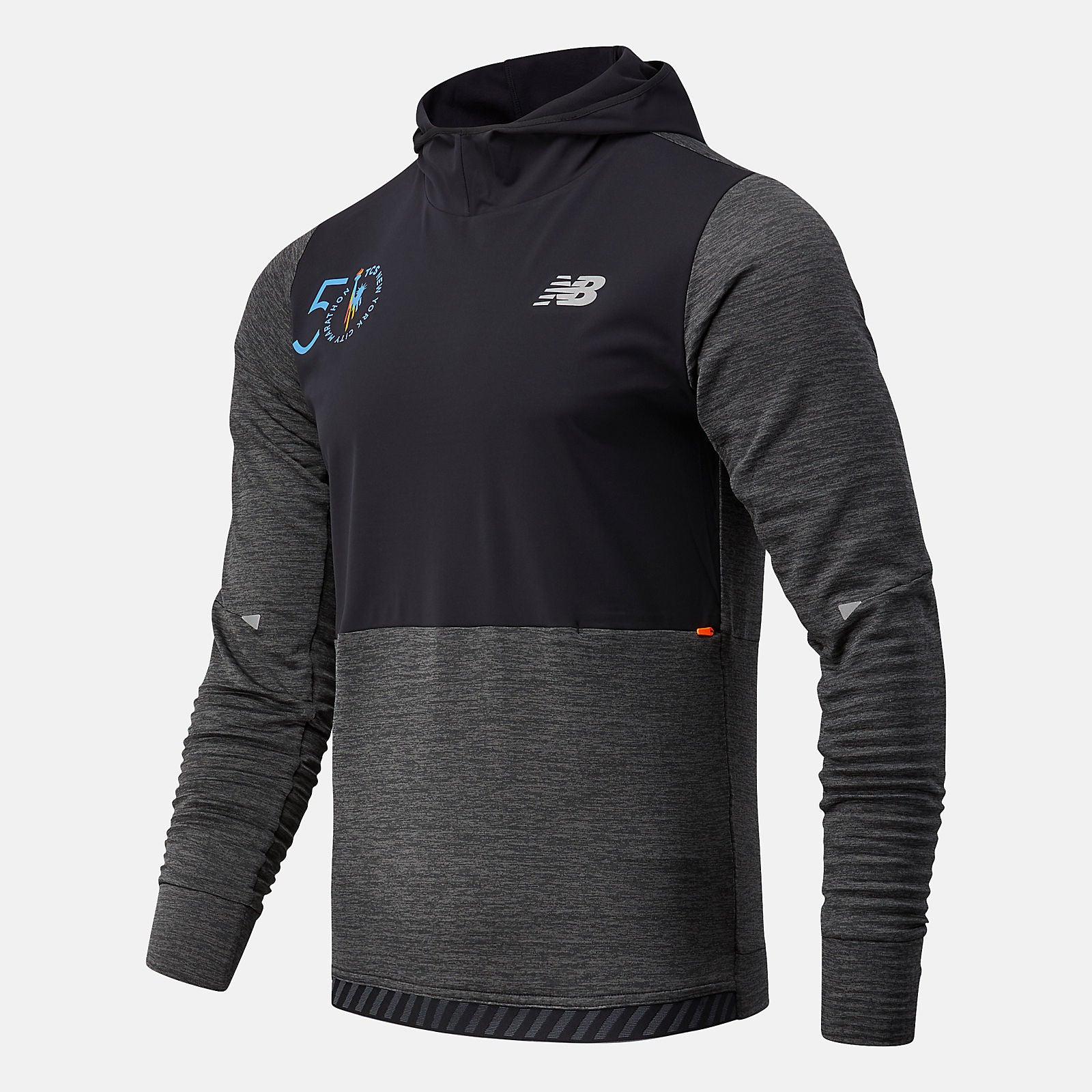 Heather Charcoal NYC Marathon Impact Run Grid Back Hoodie | New Balance Clothing