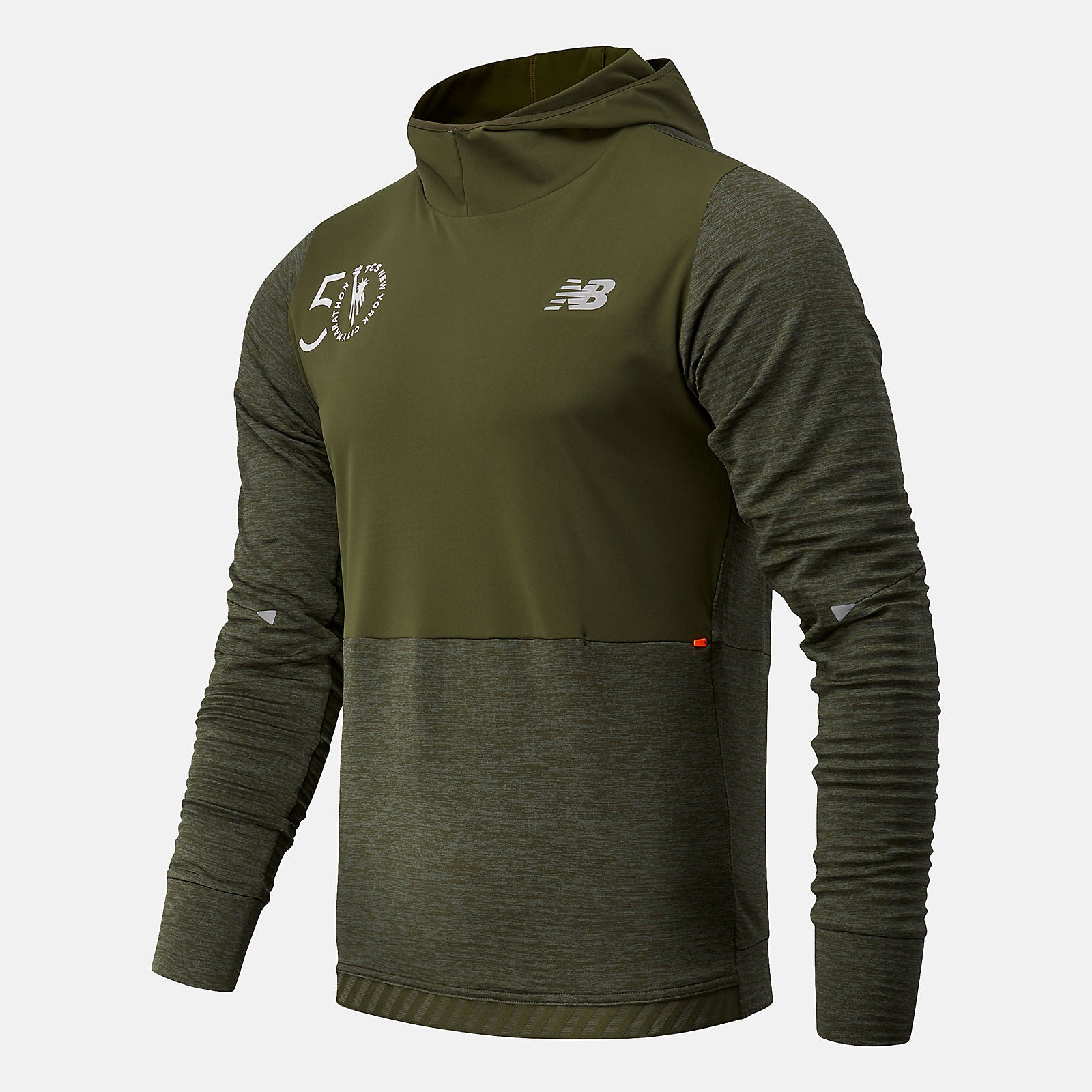 Oak Leaf Green NYC Marathon Impact Run Grid Back Hoodie | New Balance Clothing