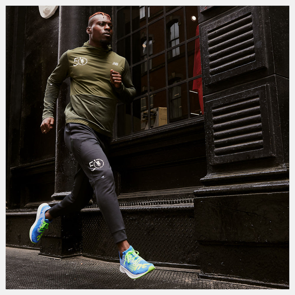 Oak Leaf Green NYC Marathon Impact Run Grid Back Hoodie | New Balance Clothing