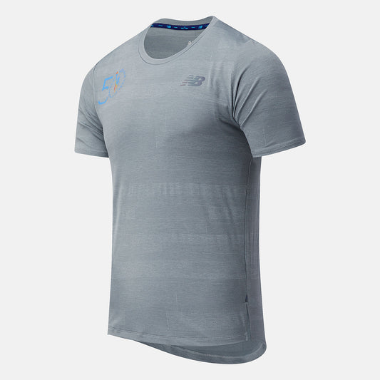 Athletic Grey NYC Marathon Q Speed Fuel Jacquard Short Sleeve | New Balance Clothing