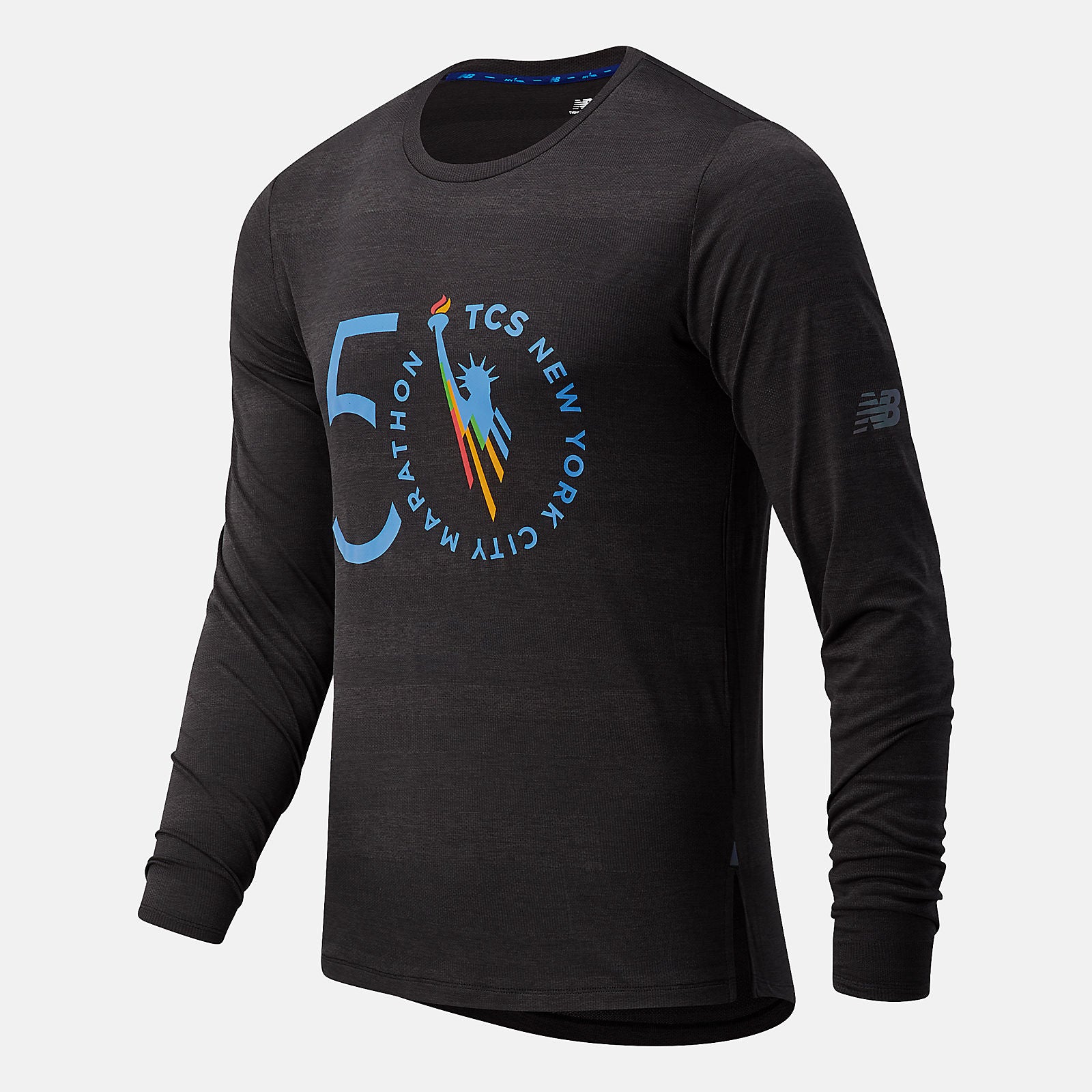 Black Heather NYC Marathon Q Speed Fuel Jacquard Long Sleeve | New Balance Clothing
