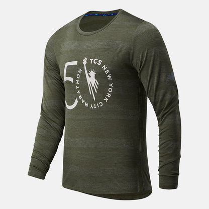 Oak Leaf Green NYC Marathon Q Speed Fuel Jacquard Long Sleeve | New Balance Clothing