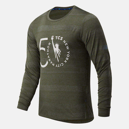 Oak Leaf Green NYC Marathon Q Speed Fuel Jacquard Long Sleeve | New Balance Clothing